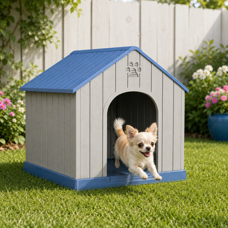Niche pour chien en plastique toutes saisons, Bleu