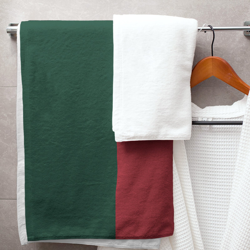 Lightweight Bath Towel, Forest Green/Iron Range Red/Forest Green, Poly/Cotton