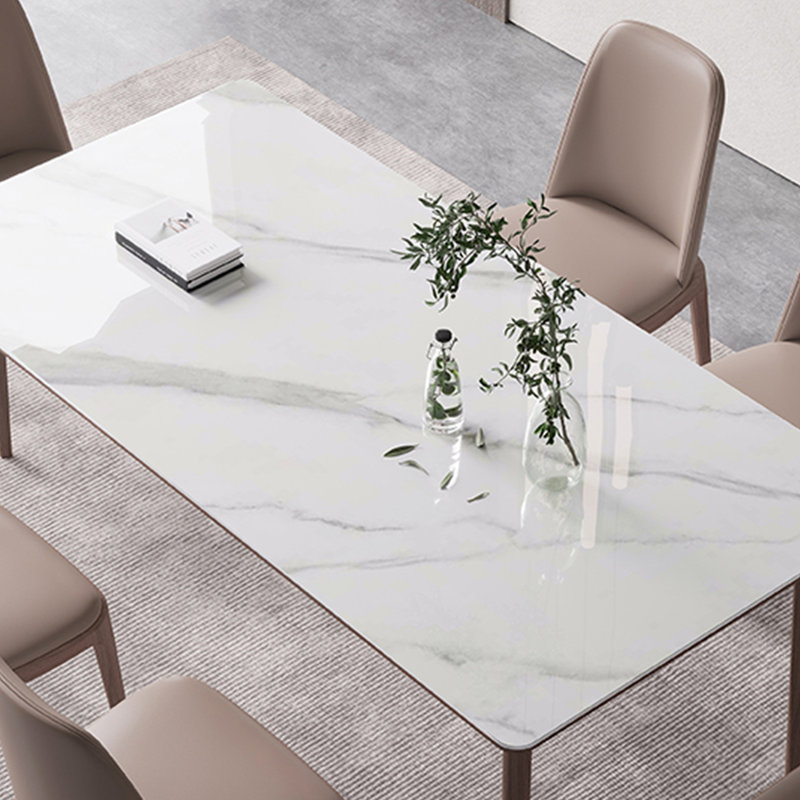 Ensembles de table de salle à manger modernes en bois massif avec plaques en pierre., H 29,53 po x L 78,74 po x l 35,43 po