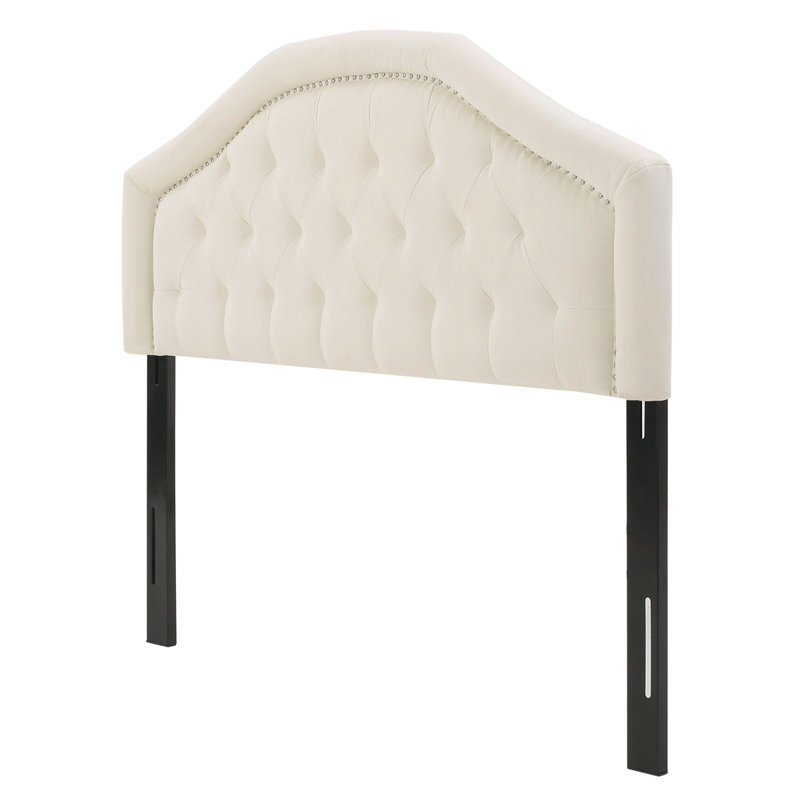 Tufted Upholstered Headboard, Solid Wood Head Board With Durable Metal Legs, Adjustable Height Headboard With Nailhead Trim In Bedroom