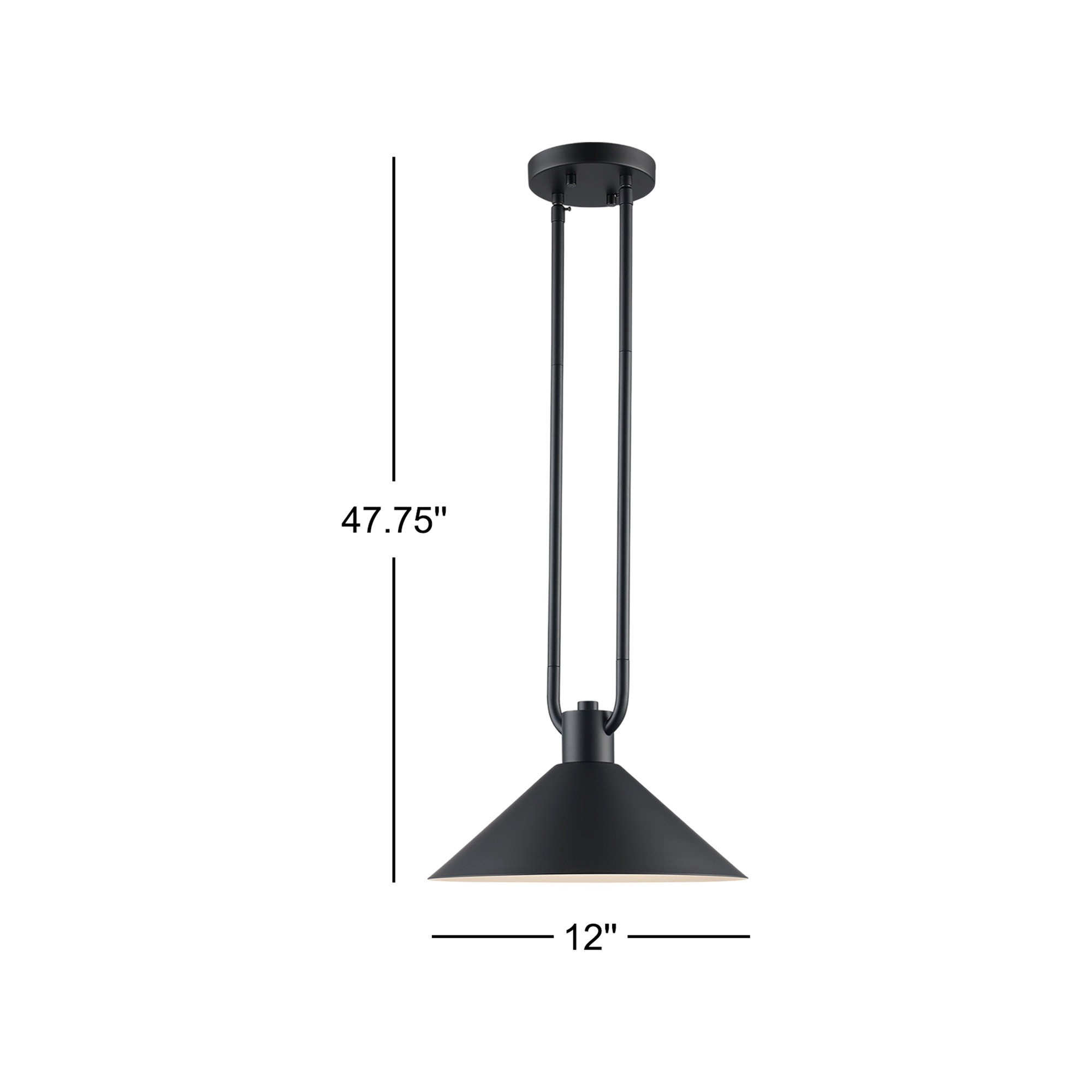 Fayra 1 - Light Industrial Pendant, 10.25" H x 12" W x 12" D, Black