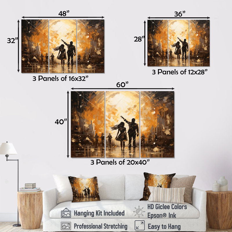 Disco Dazzle Dancer Complicity - ensemble d'art sur toile Dance, H 28 po x l 36 po x P 1 po