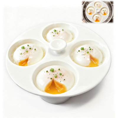 Ceramic Egg Poacher, 4-Cup Egg Poacher Pan Nonstick for Perfect Poached Eggs