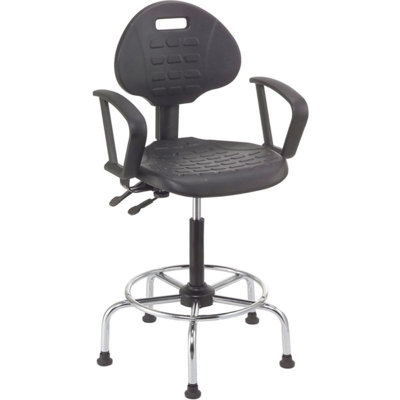 Backed Adjustable Height Ergonomic Industrial Stool Footring