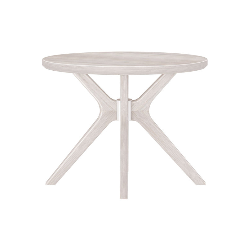 Muhsina Cross Leg Round Dining Table (38in x 38in / 966mm x 966mm), White Sand Wirebrush