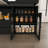 Kitchen Island with Extendable & Rotating Table, MDF with Marble Veneer Retro Design, 4 Drawers & Glass Door Cabinets with Built-in Socket, Expandable Dining Station for 2-4 Person