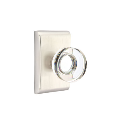 Ensemble de faux boutons Emtek avec rosette Neos et poignée moderne en verre à disque