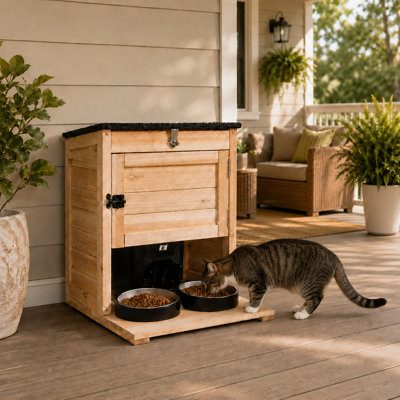 Outdoor Cat Feeding Station, Dog Proof Automatic Feeder Cover