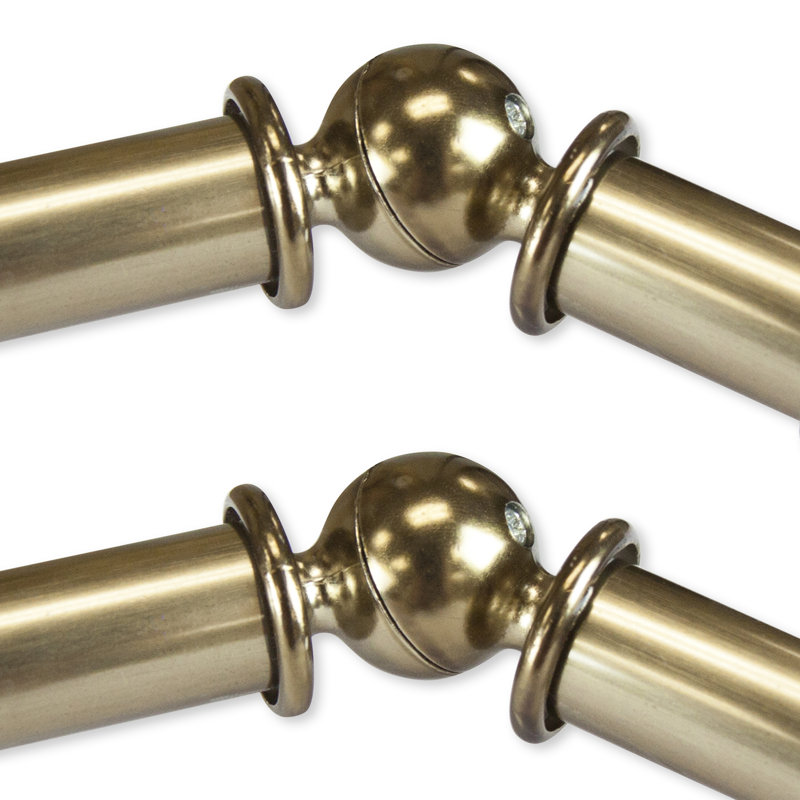 Tringle à rideaux double baie vitrée réglable de 28 po à 48 po Leanette, Laiton antique