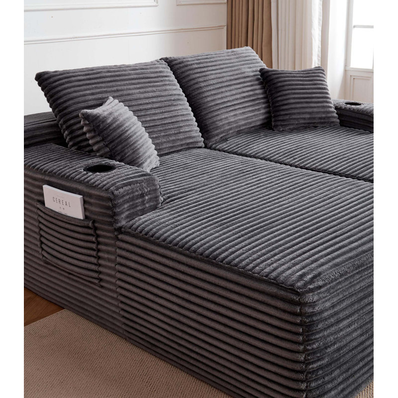 Canapé modulaire 69 po Cloud, méridienne en forme de L avec méridienne en forme de R avec assise profonde et confortable canapé 2 places pour salon moderne (tissu moelleux)