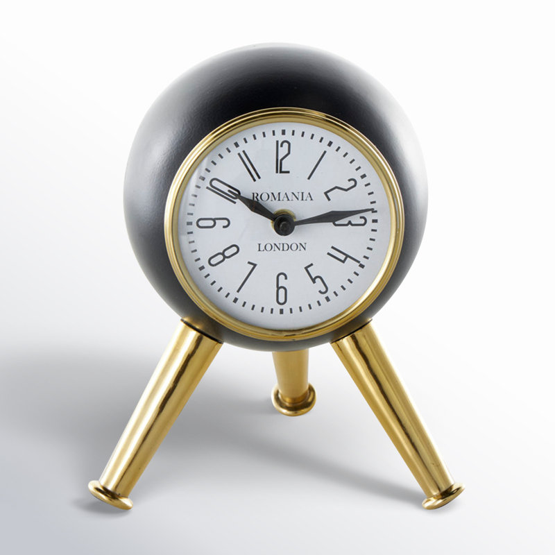 Adom Analog Metal Quartz Tabletop Clock, Black