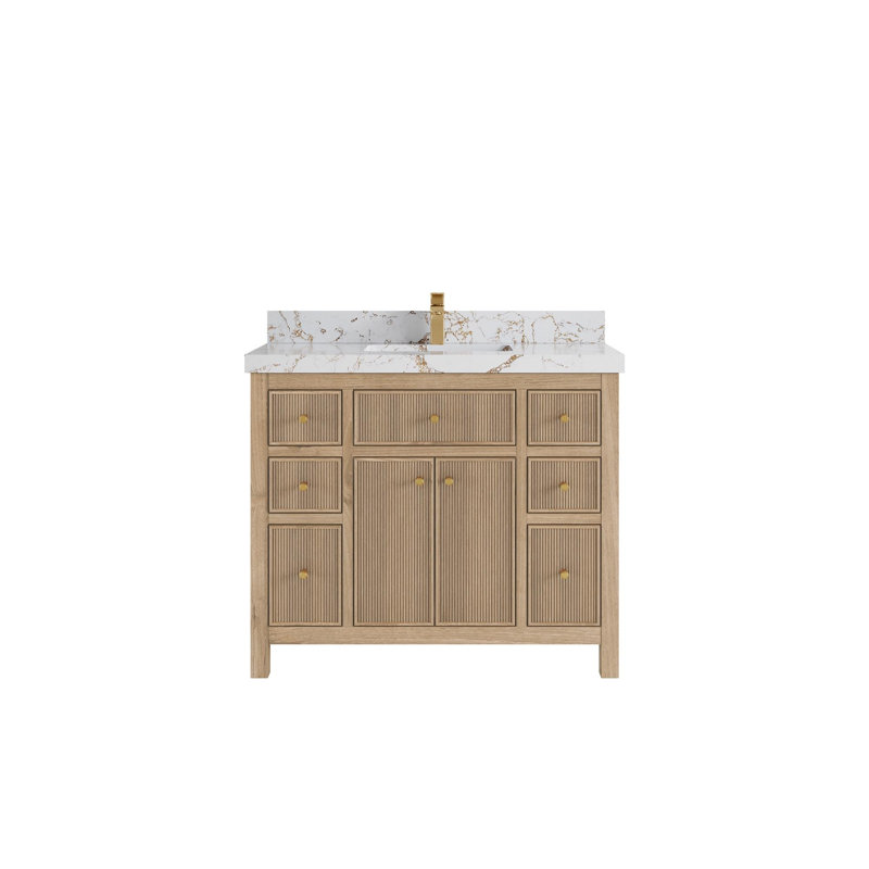 Ensemble de meuble-lavabo simple 42 po avec plateau Rivertown, Doré Viola