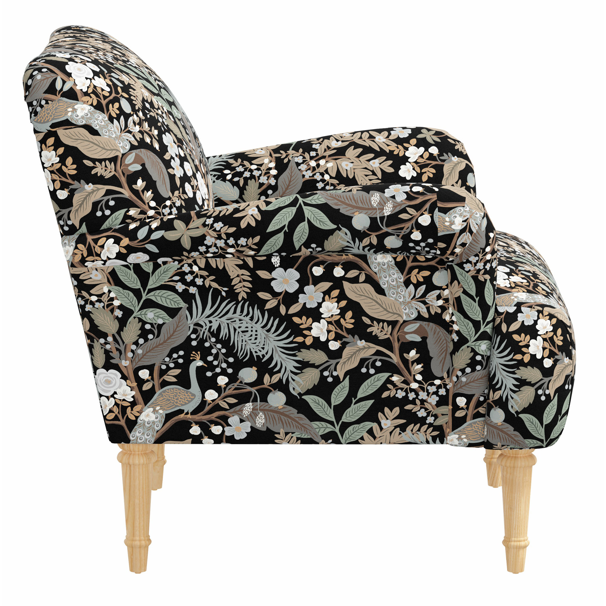 Rifle Paper Co. x Cloth & Company Bristol Armchair, Rpc Peacock Black Linen