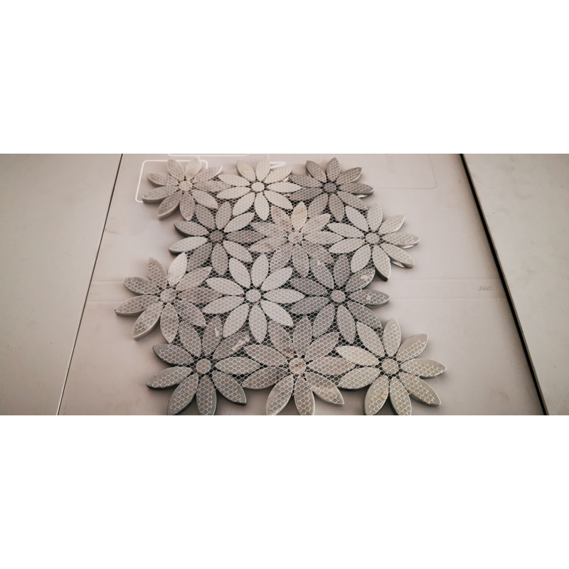 Tuscany 12 in. x 12 in. Glass & Stone Handmade Flower Mosaic Decorative Kitchen & Bathroom Wall Tile