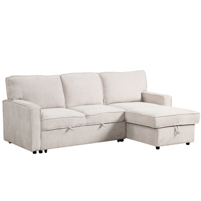 L-Shaped Sleeper With Storage And , Beige Magnetism Sectional Ample Socket