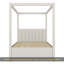 Lit plateforme double à baldaquin avec lit gigogne et trois tiroirs de rangement, beige-396747882