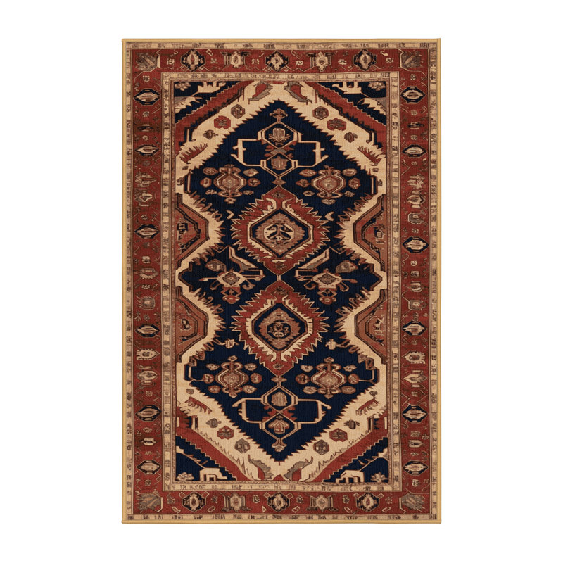 Machine Washable Persian Brown Area Rug, Rectangle 5' x 7'