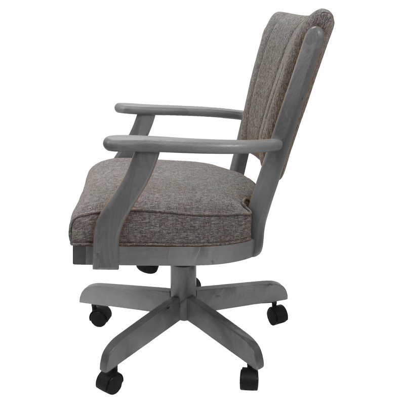 Chaise pivotante en bois avec accoudoirs Gravois, Gris Mojave, Gris clair