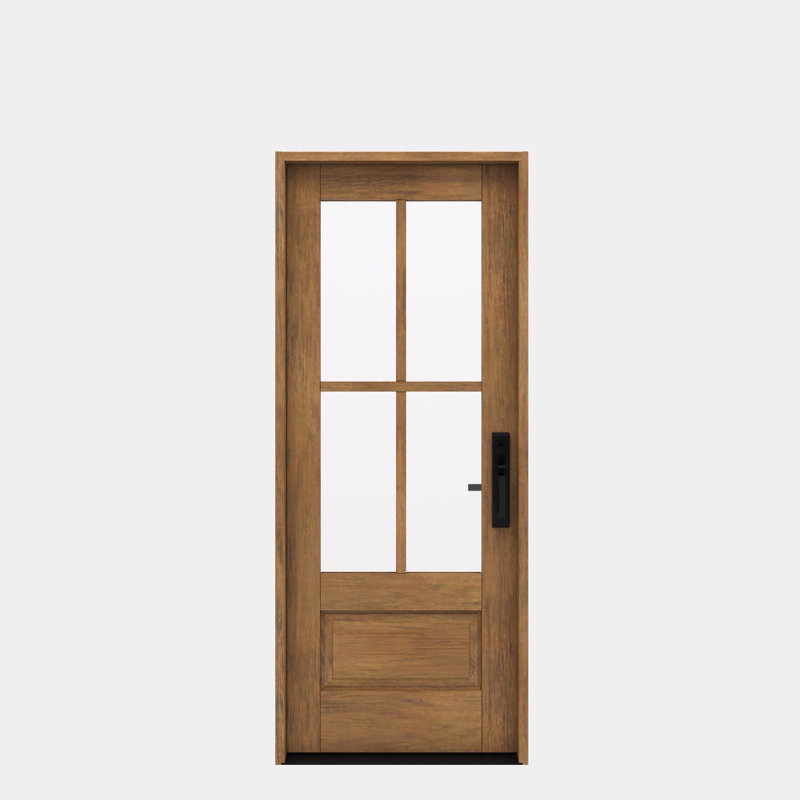 G7504-SW-80 | Porte simple 80 po, extérieur pré-monté RTA, SDL 4 Lite, 3/4 Lite, 1 panneau, bois d'acajou brut