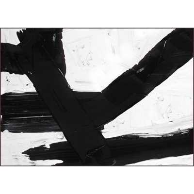 Untitled Black and White 2' Framed Graphic Art Print on Canvas