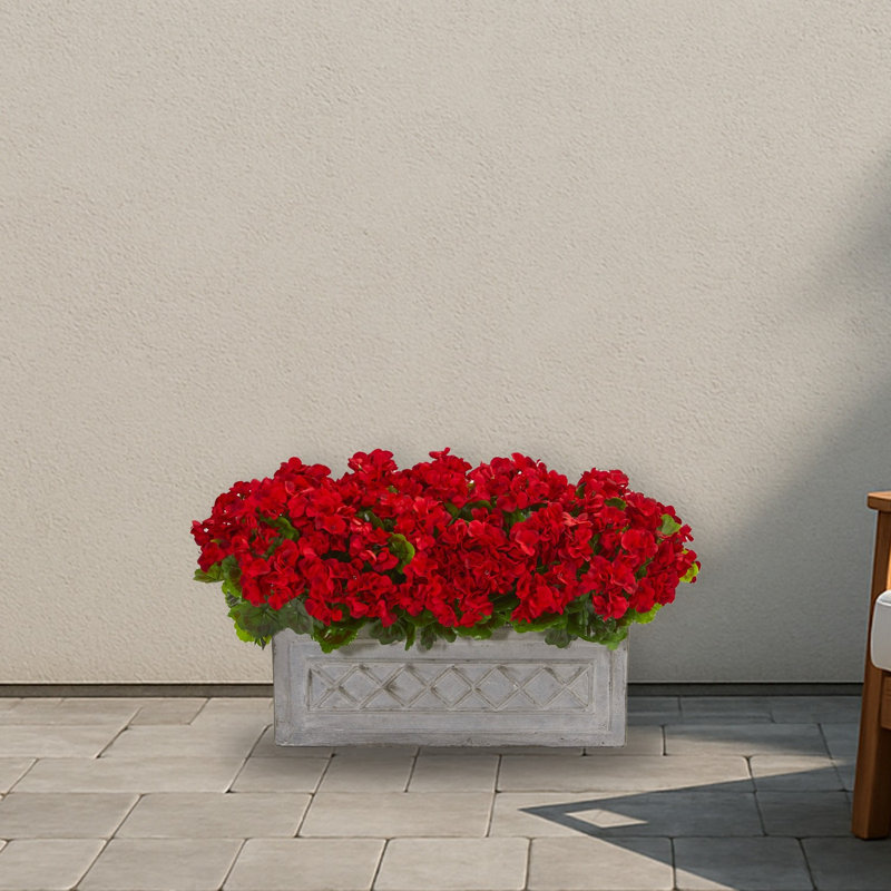 Geranium plante artificielle en pot de pierre