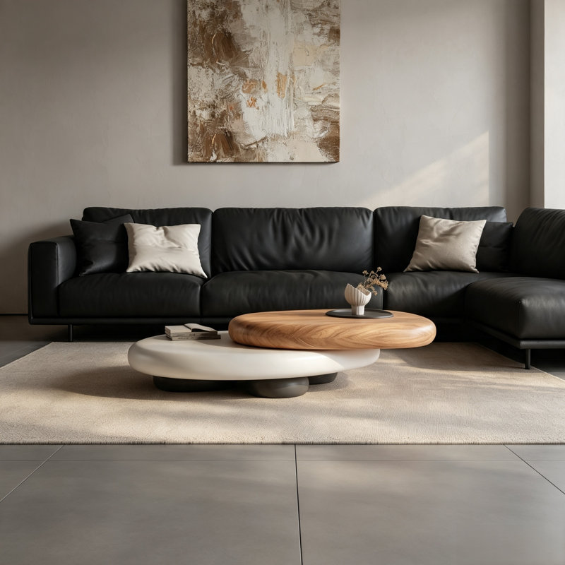 Table basse à profil bas Alyson Organic Pebble