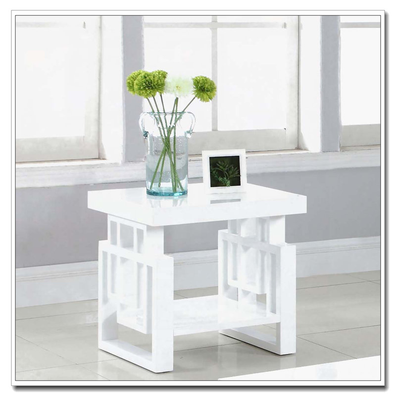 High Glossy White Rectangular End Table