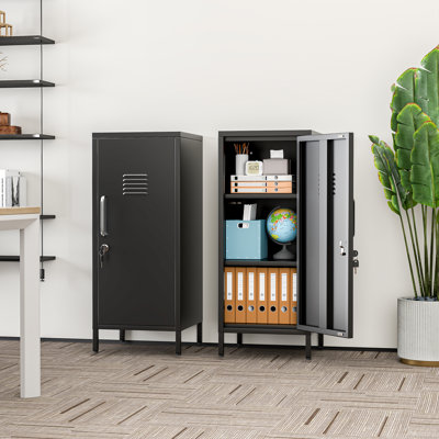 35.43"H Metal Locker Storage Cabinet ,Steel Office Locker with 2 Adjustable Shelves