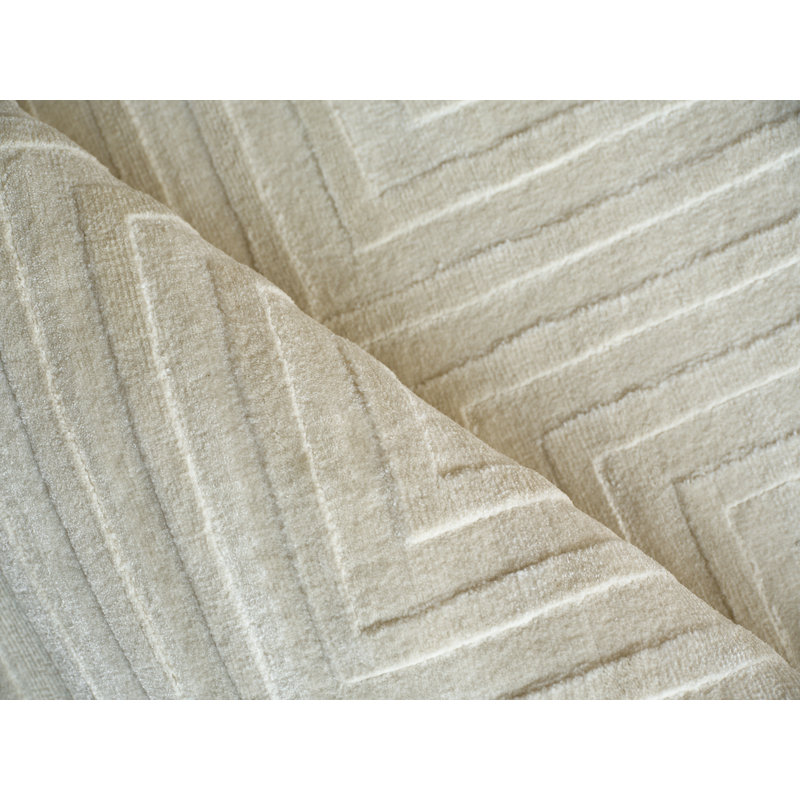 Tovello Modern Handmade Silky Nylon Beige Area Rug, Rectangle 4' x 5'