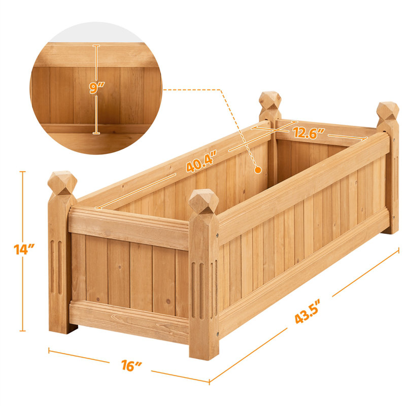 Jardinière rectangulaire en bois de sapin Rilynne, H 14 po x l 43,5 po x P 16 po