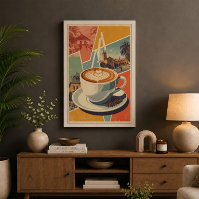 Coffee and Destinations Retro - Wrapped Canvas