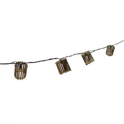 Ensemble de 10 lanternes de jardin en bambou 10 lumières DEL