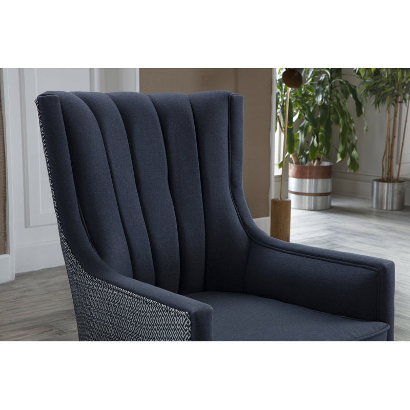 Fauteuil à oreilles de 29,5 po de large Palmer, Mélange de polyester bleu
