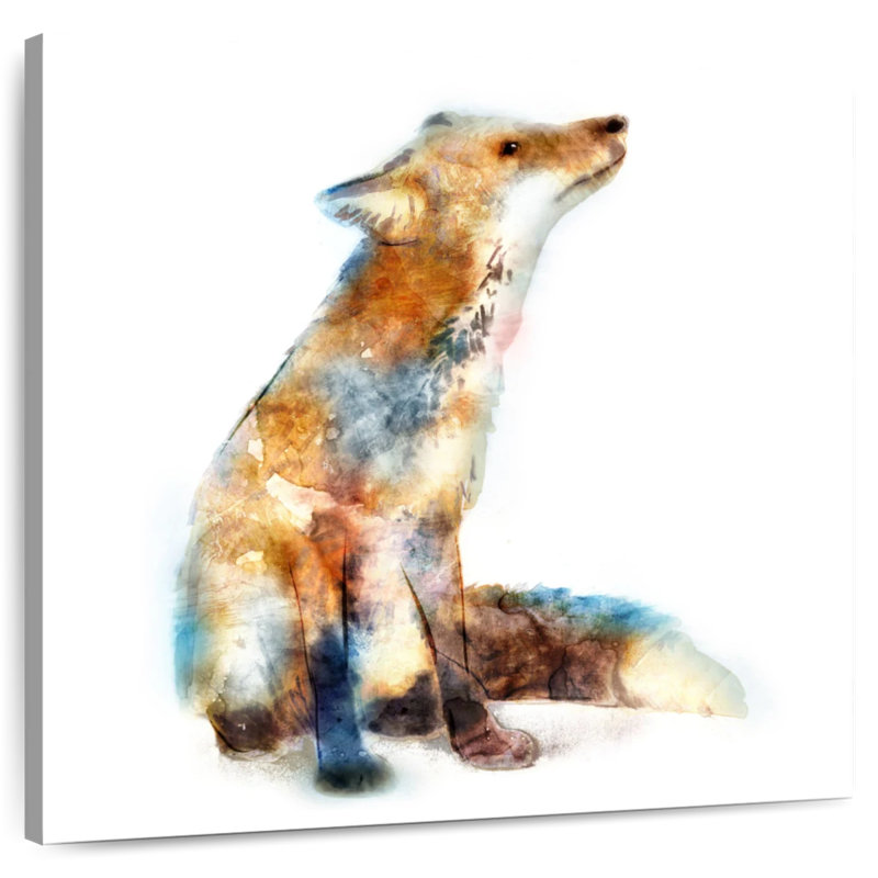Crowle Watercolor Fox, 36" H x 36" W