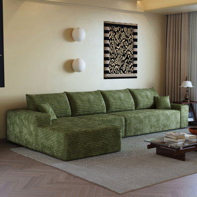135" Cloud Sectional Couch with L-Shape Chaise,Modern Modular Sofa with Deep Seat, Upholstered Couches for Living Room Bedroom,No Assembly Required (Plush Corduroy Fabric)
