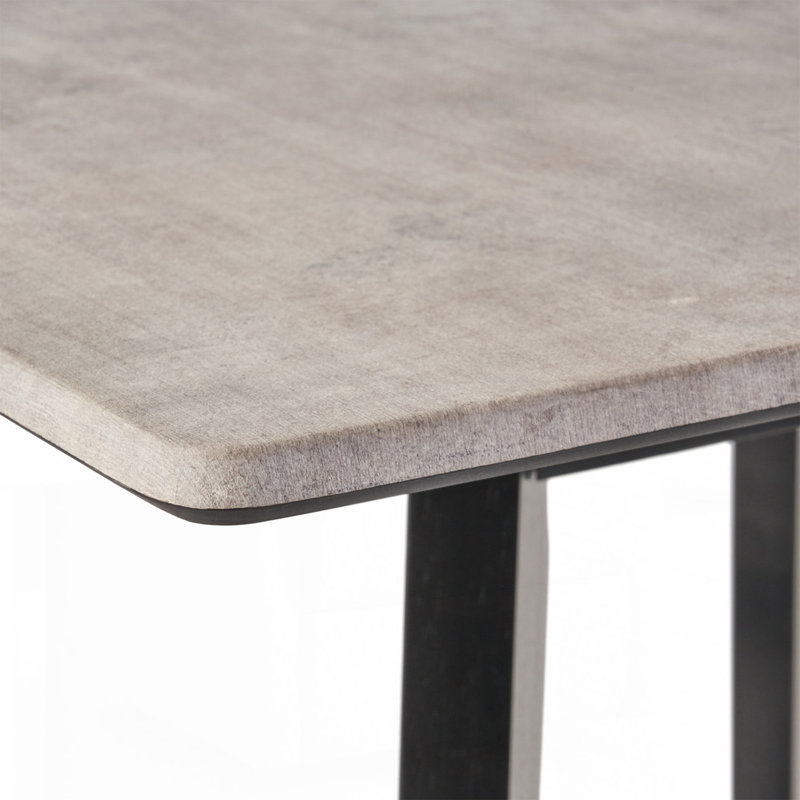 Bar Height 42" Dining Table, Rubberwood Legs and Laminate Table Top, Cement Gray, Black