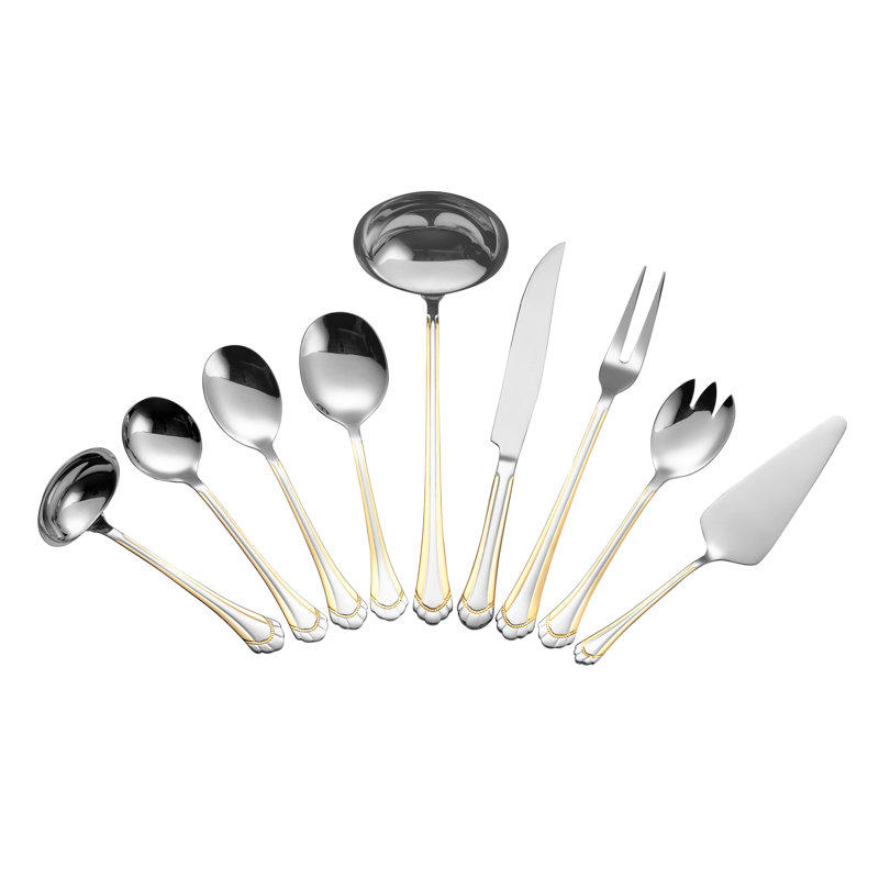 Ensemble de couverts en acier inoxydable et or 18 pièces 86 pièces Lorren Home Trends, service pour 12, commode incluse