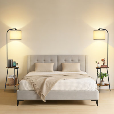 63"H Tray Table Floor Lamp With USB Charging