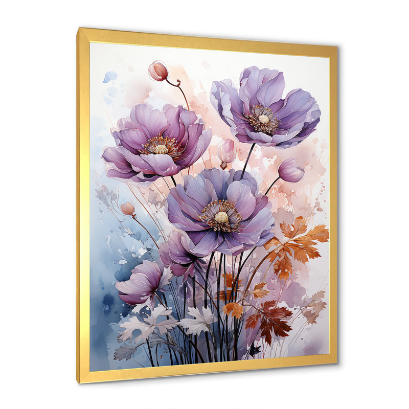 «Mauve Buttercups Mystical Moments» sur toile, H 40 po x l 30 po x P 1,5 po, Cadre doré simple