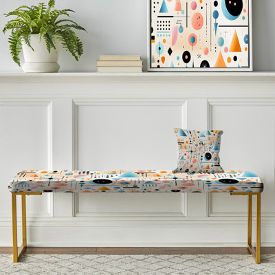 Banc rembourré éclectique doré