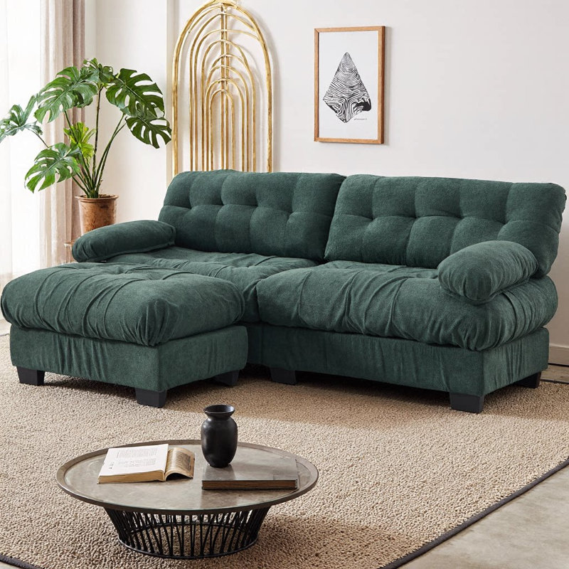 Canapé modulaire en L en forme de L avec repose-pieds et repose-pieds avec 4 coussins, causeuse à assise profonde en flanelle Comfy Advanced, canapé de salon, ensemble de canapés reconfigurables et flexibles