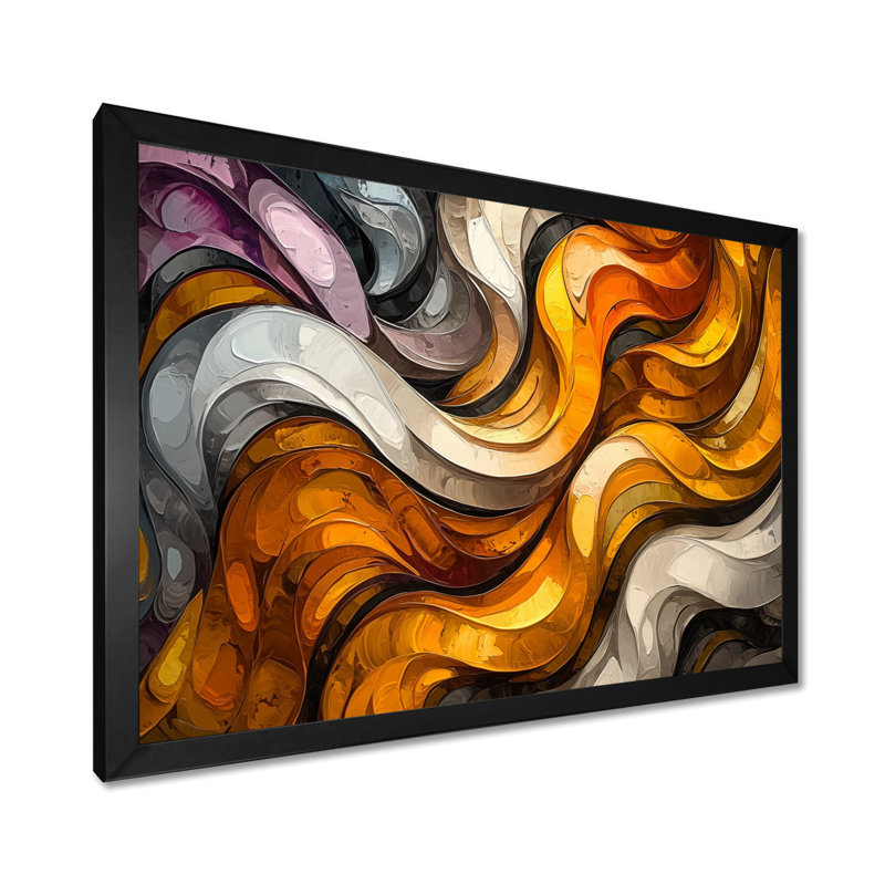 Coper et métal Prismatic Maze II - vagues abstraites modernes, décoration murale, H 30 po x l 40 po, Cadre simple