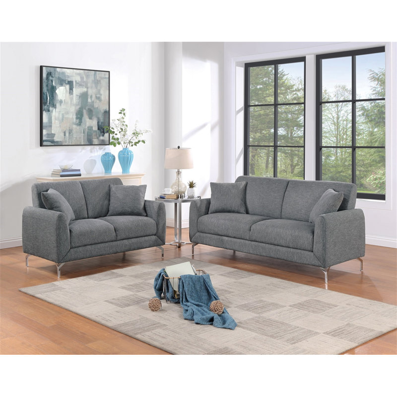 Élégante causeuse en tissu 2 pièces, Gris foncé
