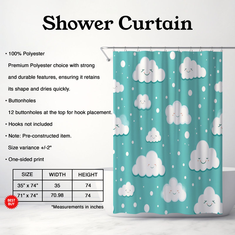 Cloud Patterns - Premium Shower Curtain, 71" W x 74" L