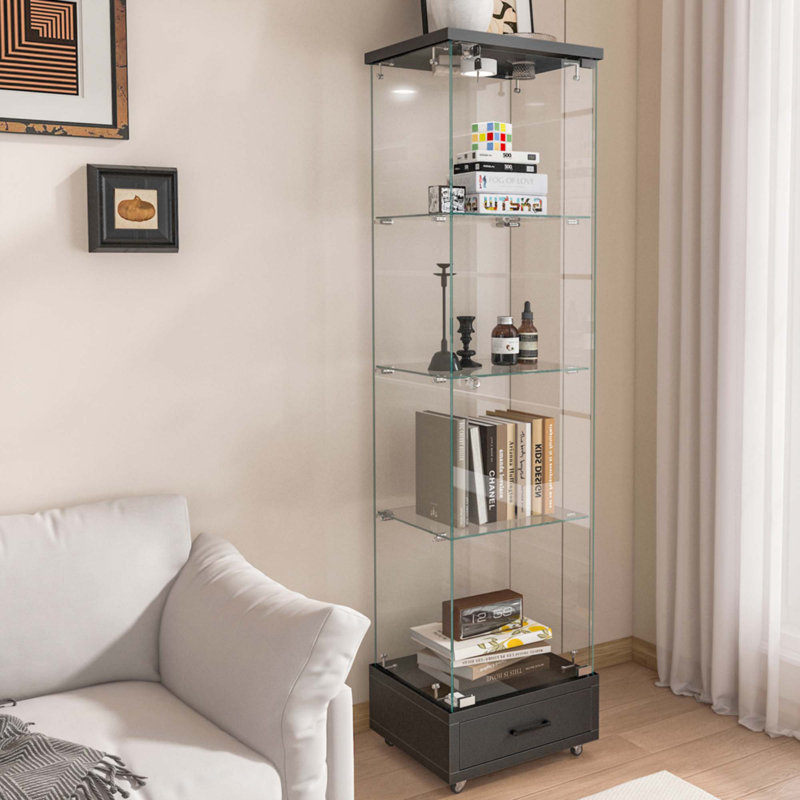 Vitrine moderne en verre avec tiroir