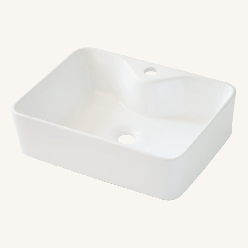 Lavabo de salle de bain vasque rectangulaire en céramique 19 po x 15 po, Blanc