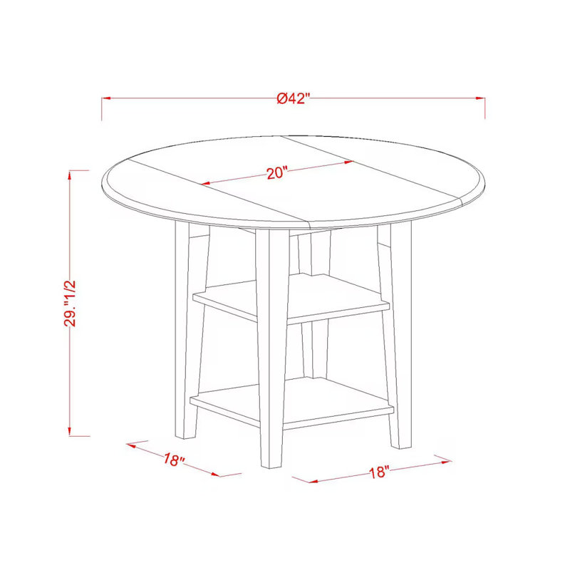 L'ensemble de table de salle à manger 3 pièces pour petits espaces comprend une table de salle à manger ronde avec Dropleaf et des tablettes et 2 chaises en bois, babeurre et cerise