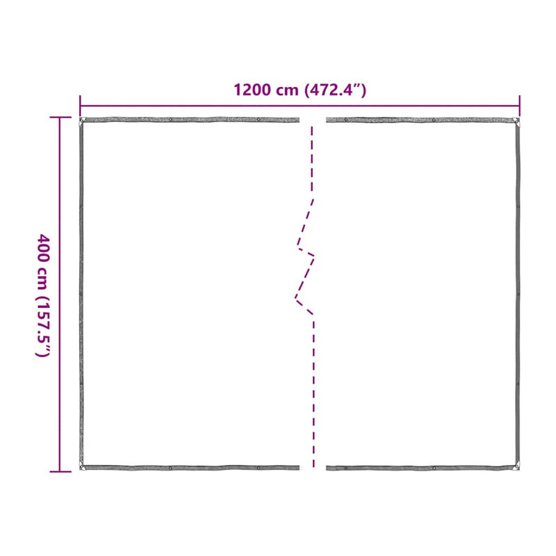 Bâche avec œillets Vidaxl en polyéthylène, L 157,2 po x P 472,8 po