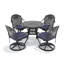 Ensemble de salle à manger 3 pièces en aluminium coulé toutes saisons comprenant 2 chaises pivotantes et une table ronde de 35,43 po avec structure noire-426975187
