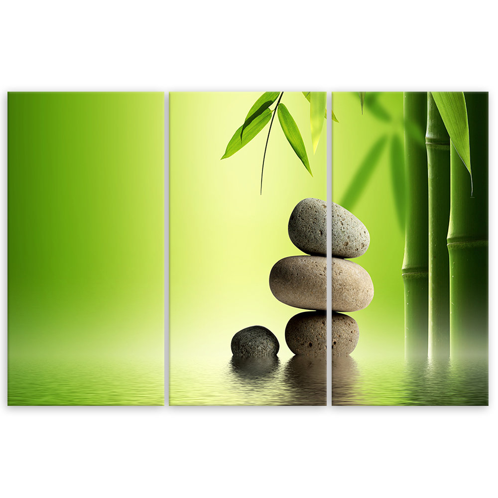 Leinwandbild GREEN Stones Bamboo Zen